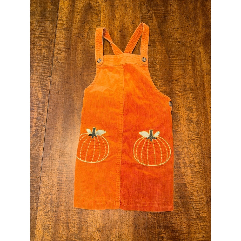 Girls Isaac Mizrahi Orange Pumpkin Thanksgiving Corduroy Jumper Dress - Size 4T